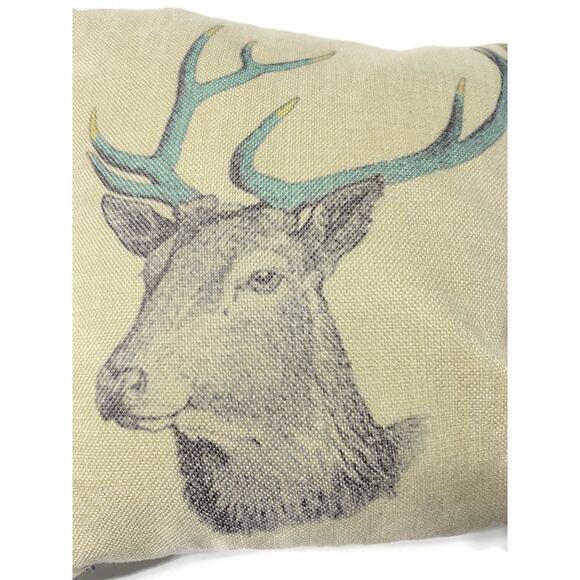Deer Head Profile Accent Throw Pillow With 14 x 14 - Picture 3 of 7